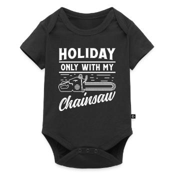 Vacances seulement avec ma tronçonneuse - Body à manches courtes Premium Bébé - noir - Devant