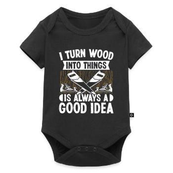 Turning Wood into things is always good - Baby Premium short-sleeve bodysuit - black - Front
