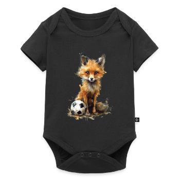 Mignon animal joueurs de football, doux renard - Body à manches courtes Premium Bébé - noir - Devant