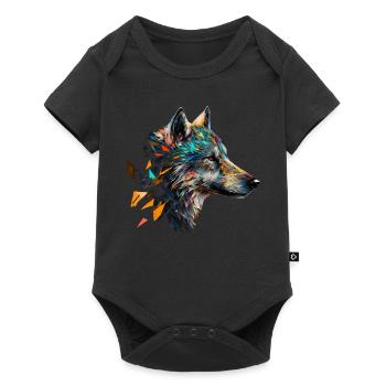 Wolf Colorful Head Art Gift Motif Animal Wolves - Baby Premium short-sleeve bodysuit - black - Front