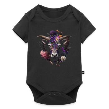 Chèvre Fleurs Art Cadeau Chèvre Animal Ferme - Body à manches courtes Premium Bébé - noir - Devant