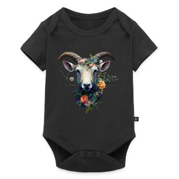 Chèvre Fleurs Art Cadeau Chèvre Animal Ferme - Body à manches courtes Premium Bébé - noir - Devant