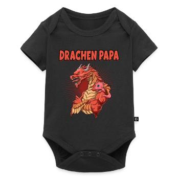 Drachen Papa mit Drachen Kind - Baby Premium Kurzarmbody - Schwarz - Vorne