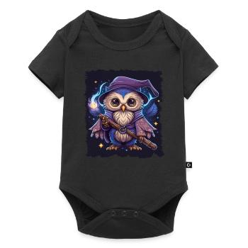 Niedliche Eule als Zauberer für einen Eulen Fans - Baby Premium Kurzarmbody - Schwarz - Vorne