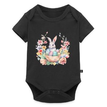 Frohe Ostern Hase Osterei für einen Osterhasen - Baby Premium Kurzarmbody - Schwarz - Vorne