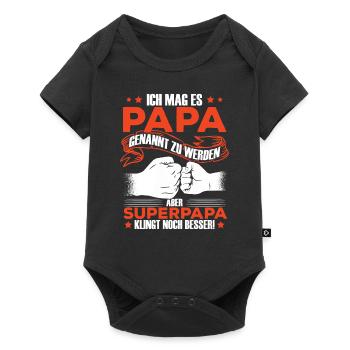 Vatertag Vater Superpapa Papa - Baby Premium Kurzarmbody - Schwarz - Vorne