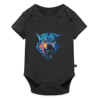 Colored wolf - Baby Premium short-sleeve bodysuit - black - Front