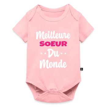 Meilleure Soeur Du Monde Humour Cadeau - Body à manches courtes Premium Bébé - rose - Devant