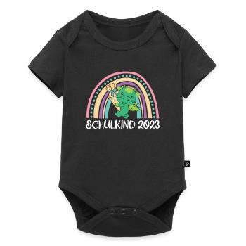 Schulkind 2023 Einschulung Drache Schule - Baby Premium Kurzarmbody - Schwarz - Vorne