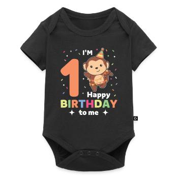 Monkey for 1st birthday for children one year old - Baby Premium short-sleeve bodysuit - black - Front
