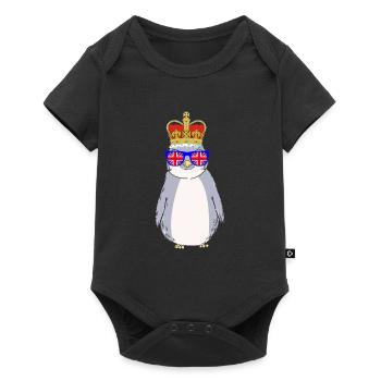 Pingouin Queen Elizabeth II Couronne britannique - Body à manches courtes Premium Bébé - noir - Devant