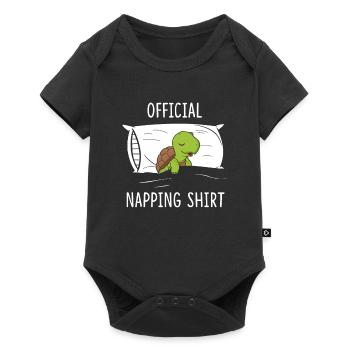 Official Napping Shirt Turtle Pajama - Baby Premium Kurzarmbody - Schwarz - Vorne