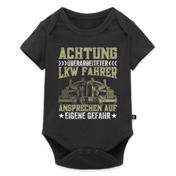 Achtung überarbeiteter Lkw Fahrer AnsprechenGefahr - Baby Premium Kurzarmbody - Schwarz - Vorne