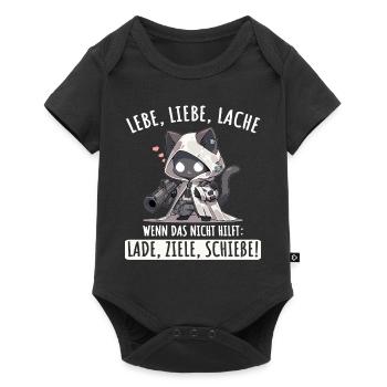 Lebe Liebe Lache Wenn das nicht hilft lade ziele - Baby Premium Kurzarmbody - Schwarz - Vorne