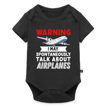 Je parle des avions - Body à manches courtes Premium Bébé - noir - Devant