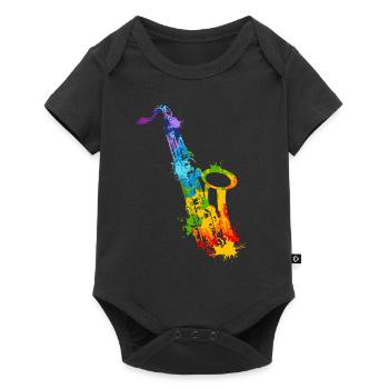 Splash Saxophone Musical Musician Saxophonist - Baby Premium Kurzarmbody - Schwarz - Vorne