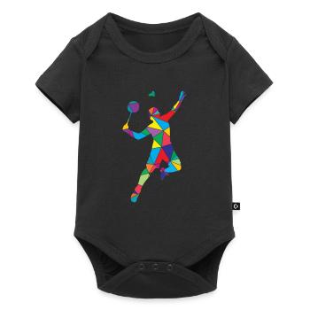 Low Poly Federball Polygon Badminton - Baby Premium short-sleeve bodysuit - black - Front
