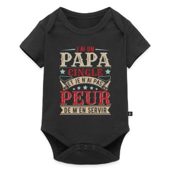 Fête Des Pères Anniversaire Papa - Body à manches courtes Premium Bébé - noir - Devant
