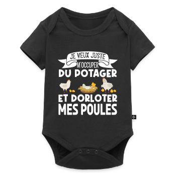 M'occuper Du Potager Et Des Poules. Jardinage. - Body à manches courtes Premium Bébé - noir - Devant