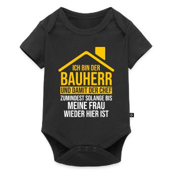 Bauherr - Baby Premium Kurzarmbody - Schwarz - Vorne