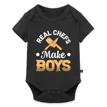 Real Chef Make Boys Cooking Chef Tools Cooking Foo - Baby Premium short-sleeve bodysuit - black - Front