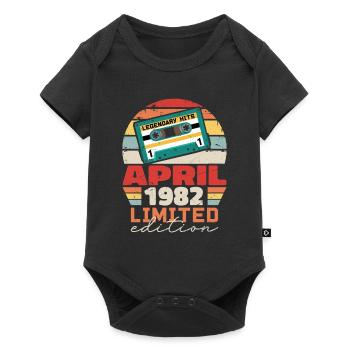 April 1982 Vintage Jubiläum Retro Geschenk, 1982 - Baby Premium Kurzarmbody - Schwarz - Vorne