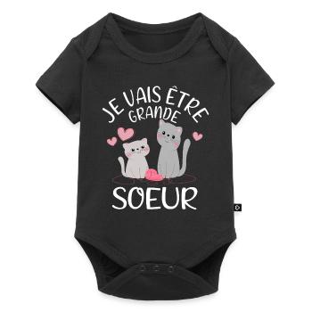 Je Vais Être Grande Soeur Chaton - Baby Premium Kurzarmbody - Schwarz - Vorne