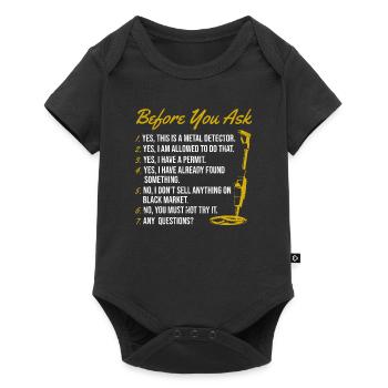 Bevor Sie fragen Funny Detectorist Schatzsuche - Baby Premium Kurzarmbody - Schwarz - Vorne