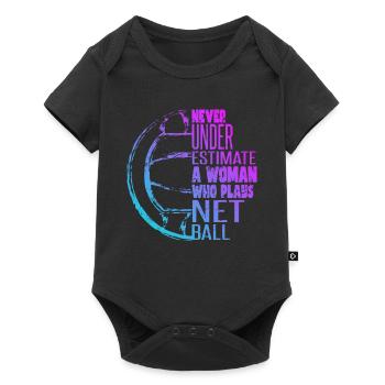 Ne sous-estimez jamais une femme qui joue au netball - Body à manches courtes Premium Bébé - noir - Devant