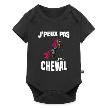 Je Peux Pas J'ai Cheval Cadeau Fleuri - Body à manches courtes Premium Bébé - noir - Devant