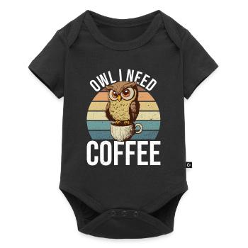 Owl Needs Coffee Office Monday Tue Birds - Body à manches courtes Premium Bébé - noir - Devant