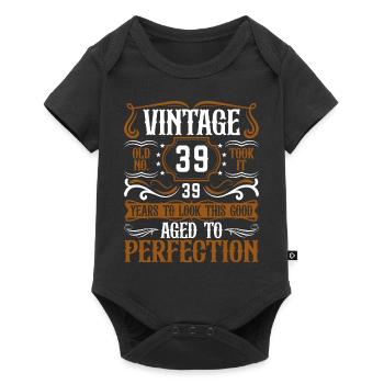 39e anniversaire Vintage Rétro - Body à manches courtes Premium Bébé - noir - Devant