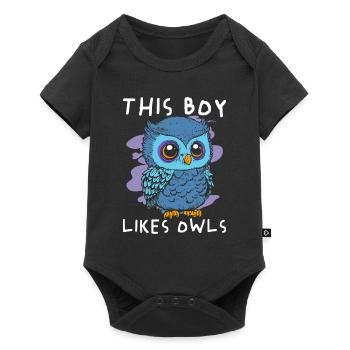 Un garçon aime la vie sauvage, les oiseaux, la - Body à manches courtes Premium Bébé - noir - Devant