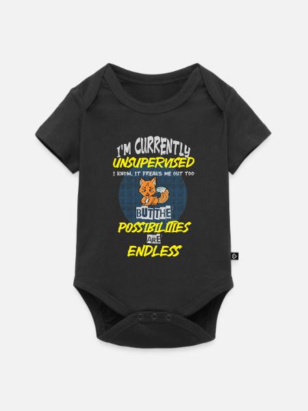 I am currently unsupervised - Baby Premium Kurzarmbody - Schwarz