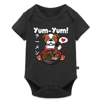 Anime Bulldog Ramen Nouilles Chien Kawaii - Body à manches courtes Premium Bébé - noir - Devant