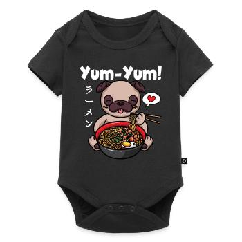 Japon Anime Pug Ramen Nouilles Manga Kawaii - Body à manches courtes Premium Bébé - noir - Devant