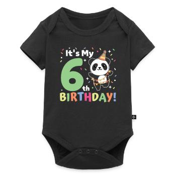 Panda for 6th birthday children six years old - Baby Premium short-sleeve bodysuit - black - Front