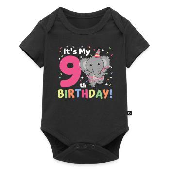 Elephant for 9th birthday children nine years old - Baby Premium short-sleeve bodysuit - black - Front