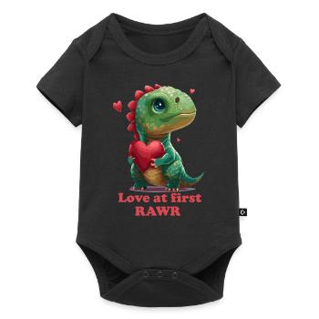 Love at First Rawr Valentines Day Cute Dino Heart - Baby Premium short-sleeve bodysuit - black - Front