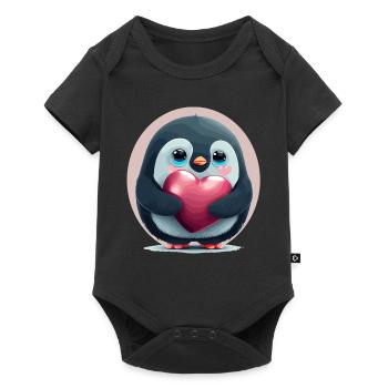 Mignon Penguin Heart Kawaii Valentines Day Couples - Body à manches courtes Premium Bébé - noir - Devant