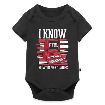 I Know Hot To Meet Ladies Developer Coder - Baby Premium Kurzarmbody - Schwarz - Vorne