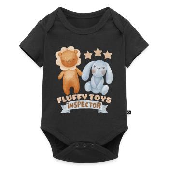 Baby saying, fluffy toy inspector, with teddy bear - Baby Premium short-sleeve bodysuit - black - Front