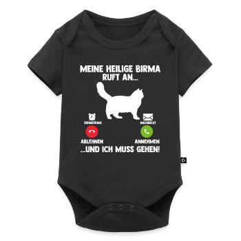 Heilige Birma Katze - Baby Premium Kurzarmbody - Schwarz - Vorne