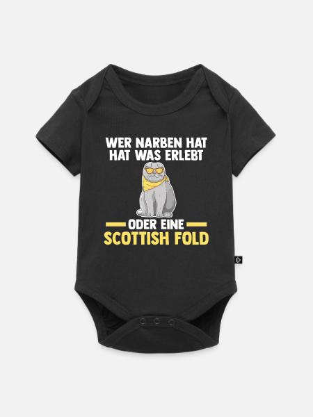 Scottish Fold Katze - Baby Premium Kurzarmbody - Schwarz