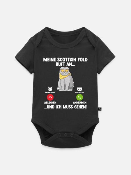 Scottish Fold Katze - Baby Premium Kurzarmbody - Schwarz