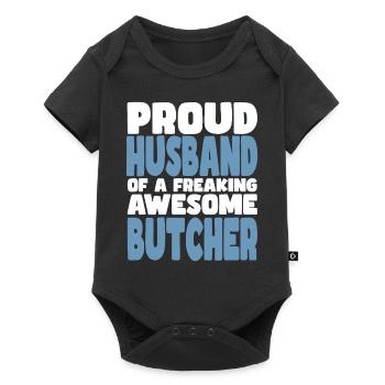 Fière épouse d’un sacré bon boucher - Body à manches courtes Premium Bébé - noir - Devant
