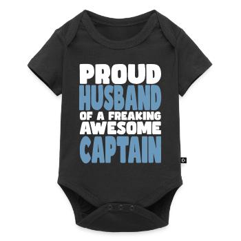 Proud wife of a damn good captain - Baby Premium short-sleeve bodysuit - black - Front