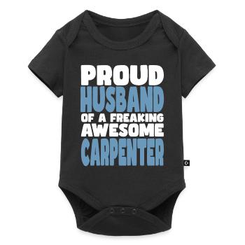 Proud wife of a damn good carpenter - Baby Premium short-sleeve bodysuit - black - Front