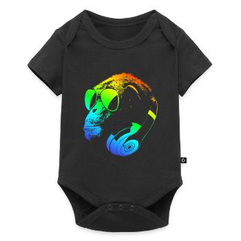 DJ Ape Gorilla Monkey Music Techno Monkey - Baby Premium Kurzarmbody - Schwarz - Vorne