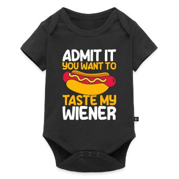 Gib es zu Du willst probieren Hot Dog Geschenk - Baby Premium Kurzarmbody - Schwarz - Vorne
